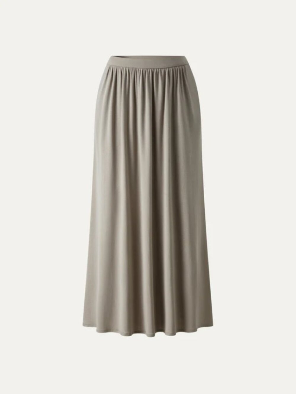 Soft Linen Knit Gathered A-Line Maxi Skirt with Pockets - Dark Alabaster